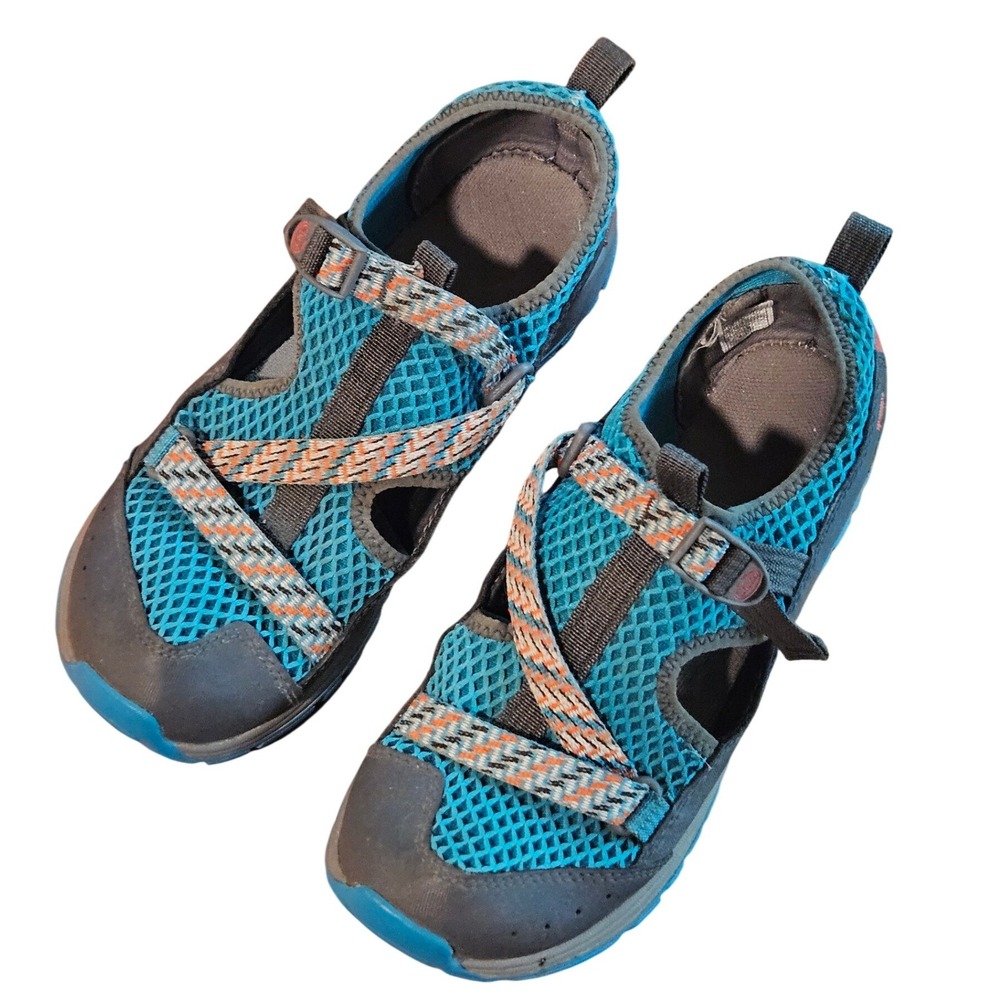 Chaco Kids Odyssey Free Water Shoes Blue Orange Hiking Sandals Size 5